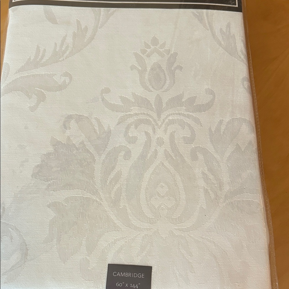 Croscill White Table Linen with Floral Brocade Design - Picture 3 of 4